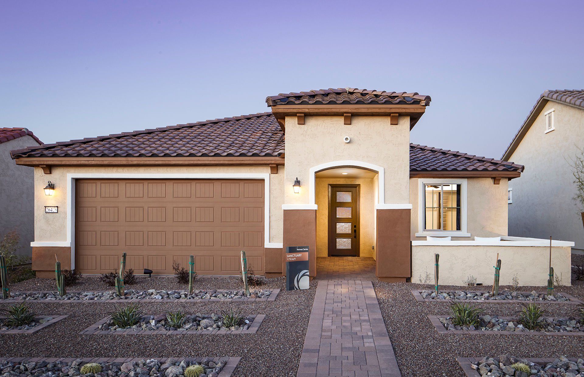 Front exterior of a new home in Sun City Festival, Buckeye, AZ, highlighting curb appeal (Image 1).