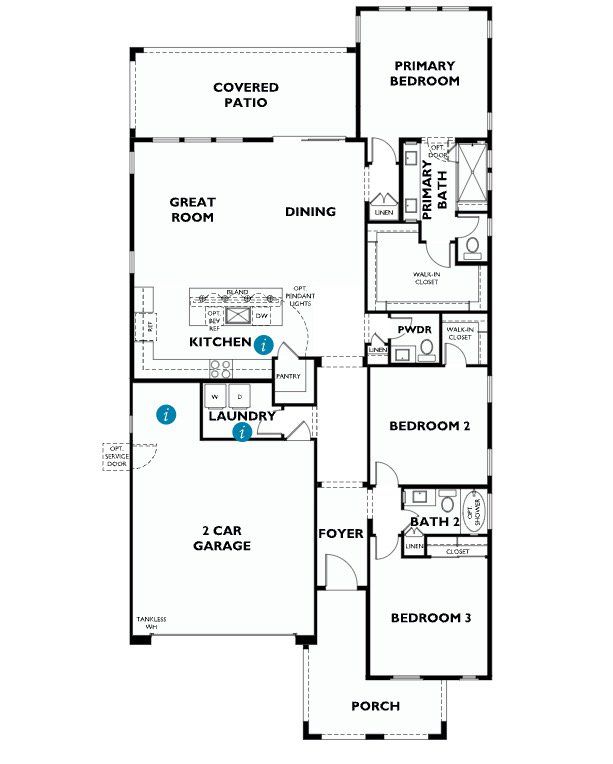 2D floor plan layout for the 4011 by Shea Homes in Ascent at Aloravita, Peoria, AZ (Image 1).