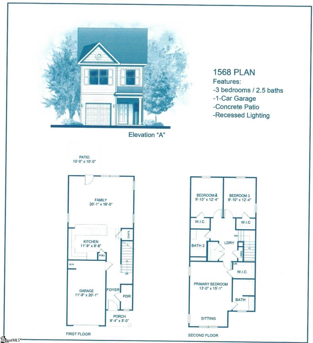 2D floor plan layout of this home in Parkstone Place Townhomes, Roebuck, SC (Image 1). 2D floor plan layout of this home in Parkstone Place Townhomes, Roebuck, SC (Image 1).