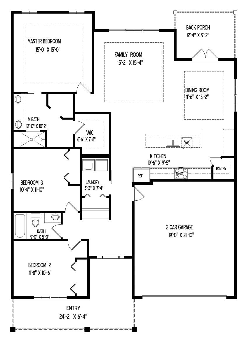2D floor plan layout for the The Poplar by NORFLEET HOMES in Countryway Town Square, Newberry, FL (Image 1).