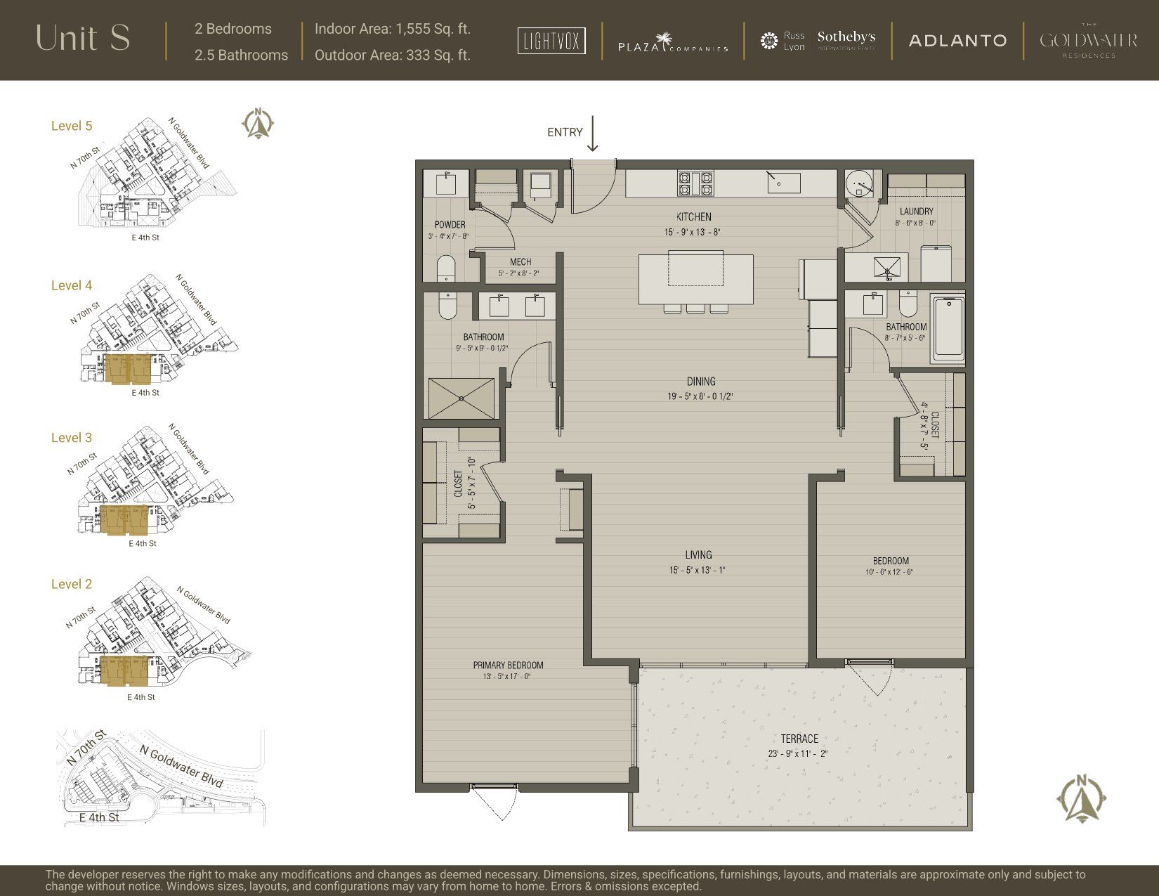 2D floor plan layout for the Unit S by Adlanto in The Goldwater Residences, Scottsdale, AZ (Image 1). 2D floor plan layout for the Unit S by Adlanto in The Goldwater Residences, Scottsdale, AZ (Image 1).