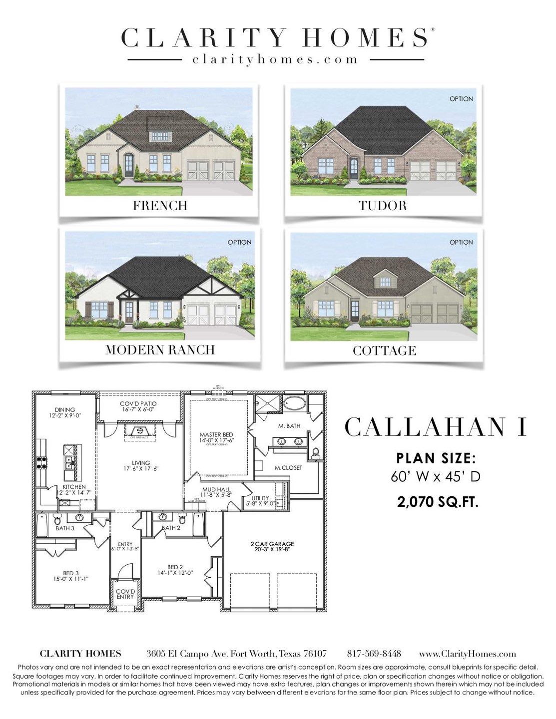 Image 1 representing the Callahan I by Clarity Homes in Brookside Phase IV, Benbrook, TX. Image 1 representing the Callahan I by Clarity Homes in Brookside Phase IV, Benbrook, TX.