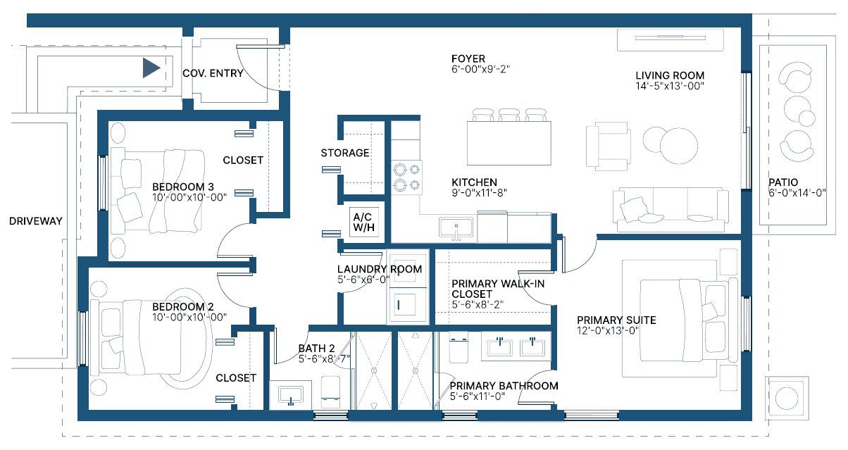 2D floor plan layout for the Chelsea by Bluenest Development in Palm Villas, Leisure City, FL (Image 1). 2D floor plan layout for the Chelsea by Bluenest Development in Palm Villas, Leisure City, FL (Image 1).