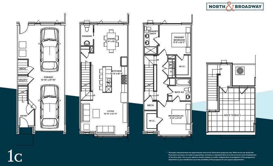 2D floor plan layout for the 1C by Concept 8 in North & Broadway, Durham, NC (Image 1).