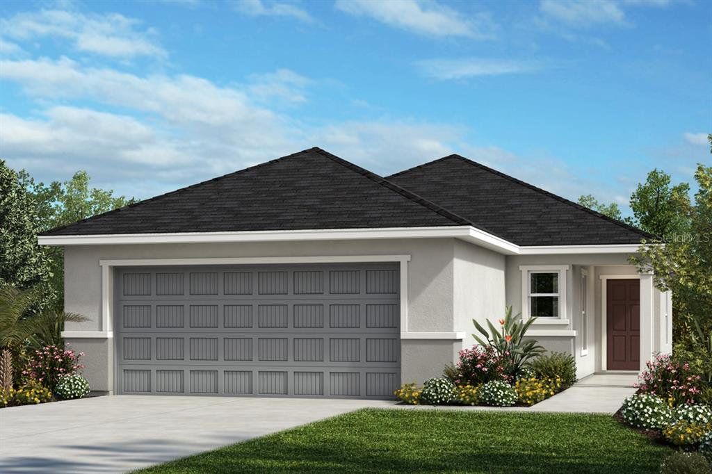 Front exterior of a new home in Hickory Ranch, Auburndale, FL, highlighting curb appeal (Image 1). Front exterior of a new home in Hickory Ranch, Auburndale, FL, highlighting curb appeal (Image 1).