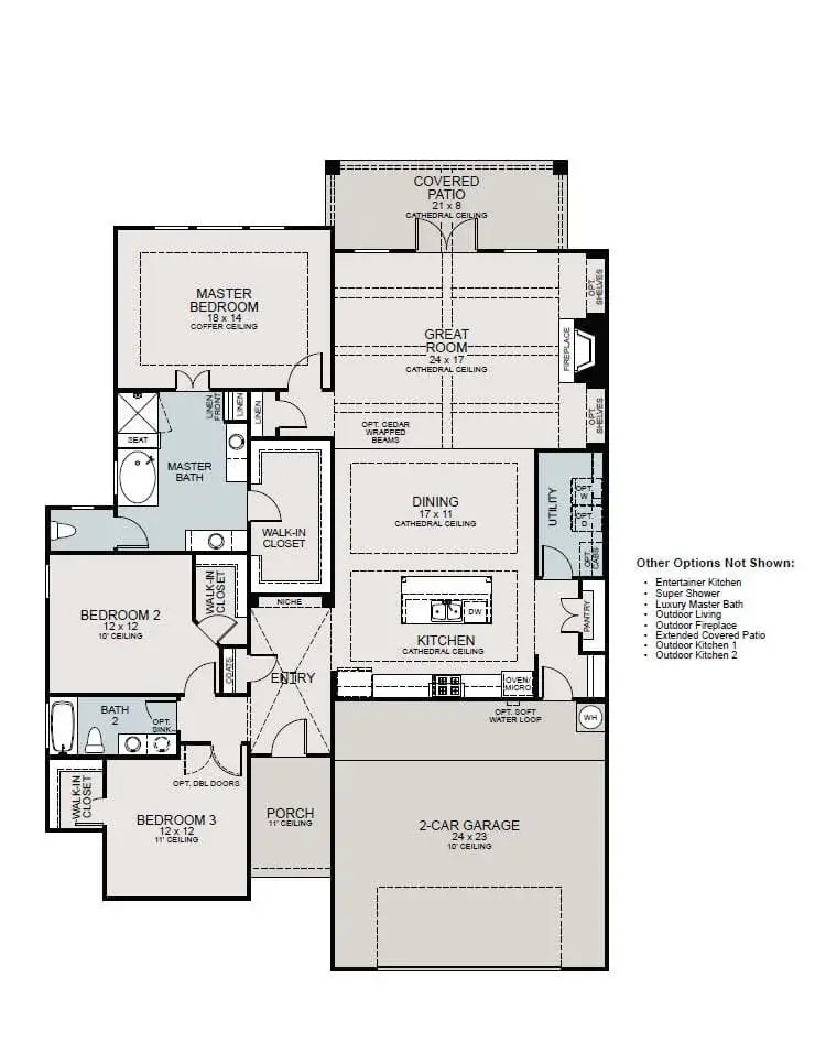 2D floor plan layout of this home in Audubon 60’s, Magnolia, TX (Image 1).