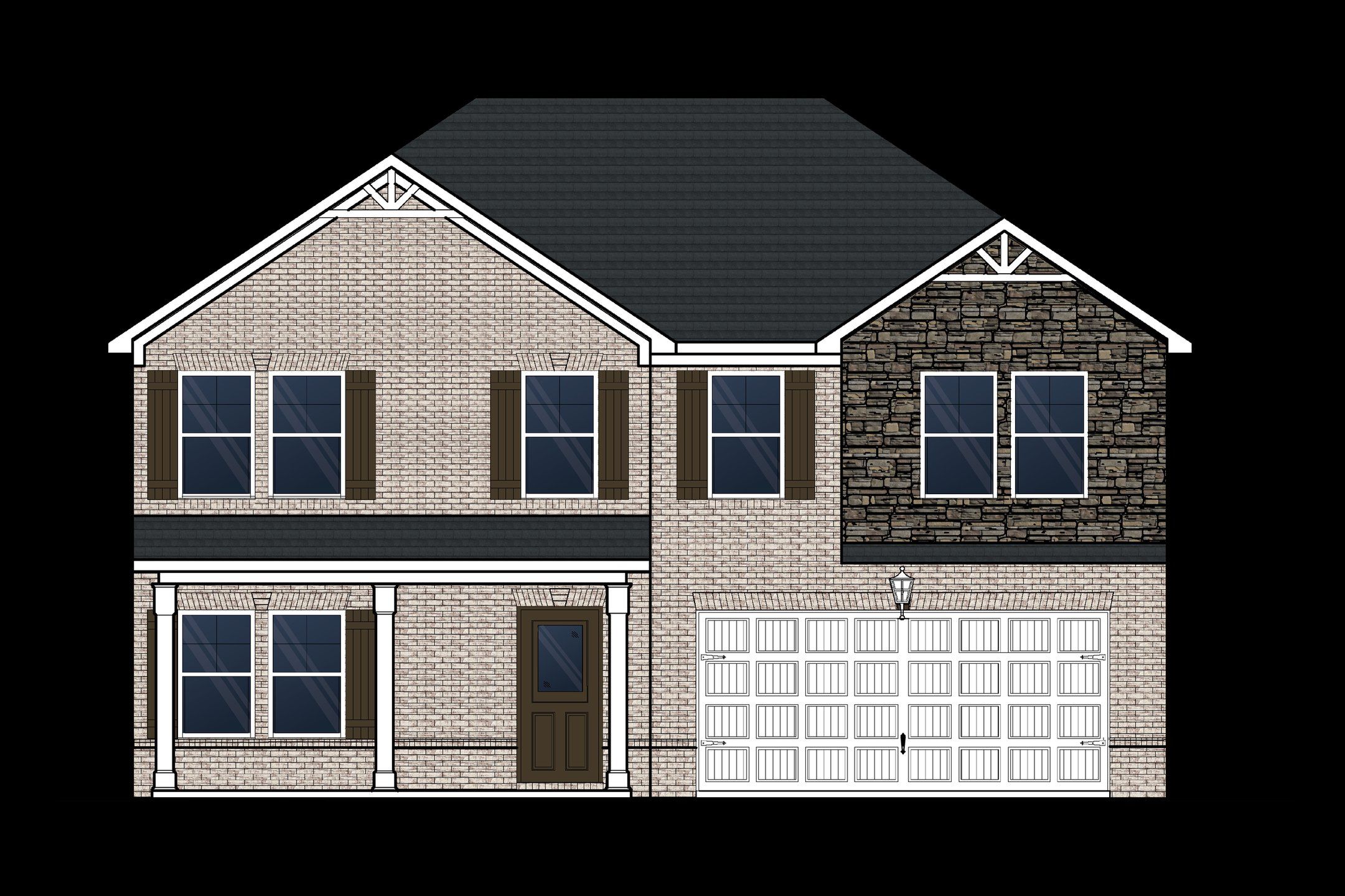 Exterior rendering of this home design in Fern Dale, Fairburn, GA (Image 1).