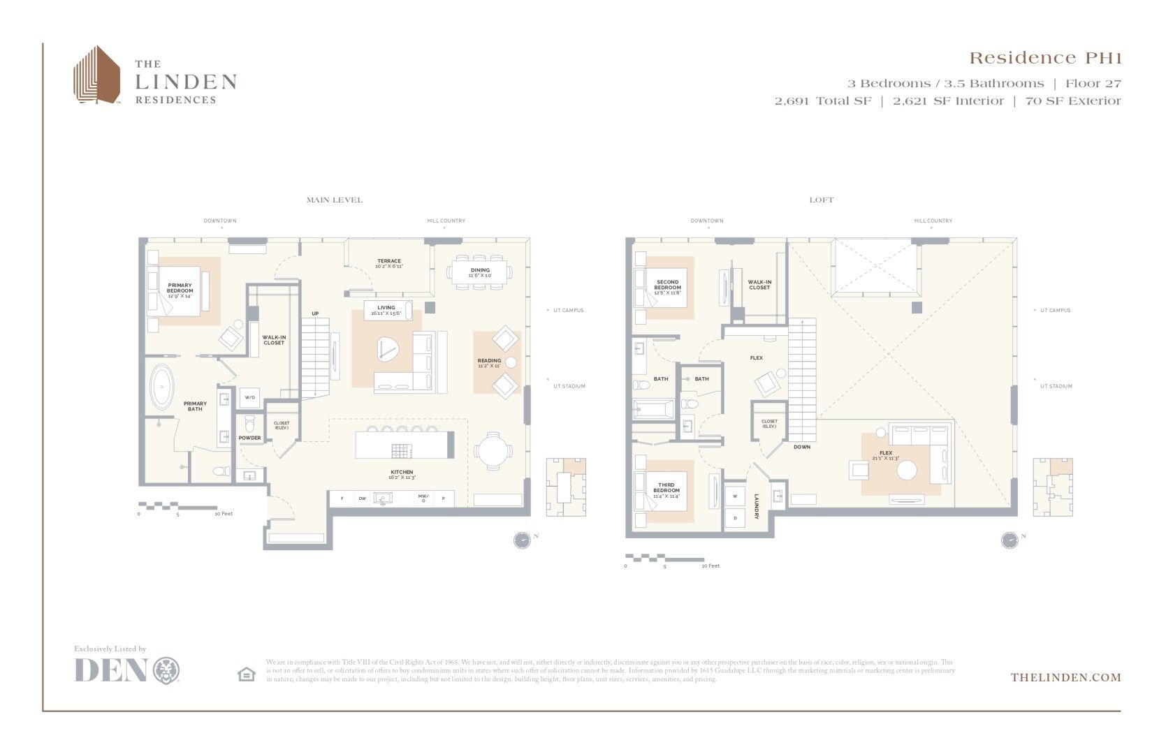 2D floor plan layout for the Residence PH1 by Reger Holdings, LLC. in The Linden Residences, Austin, TX (Image 1). 2D floor plan layout for the Residence PH1 by Reger Holdings, LLC. in The Linden Residences, Austin, TX (Image 1).