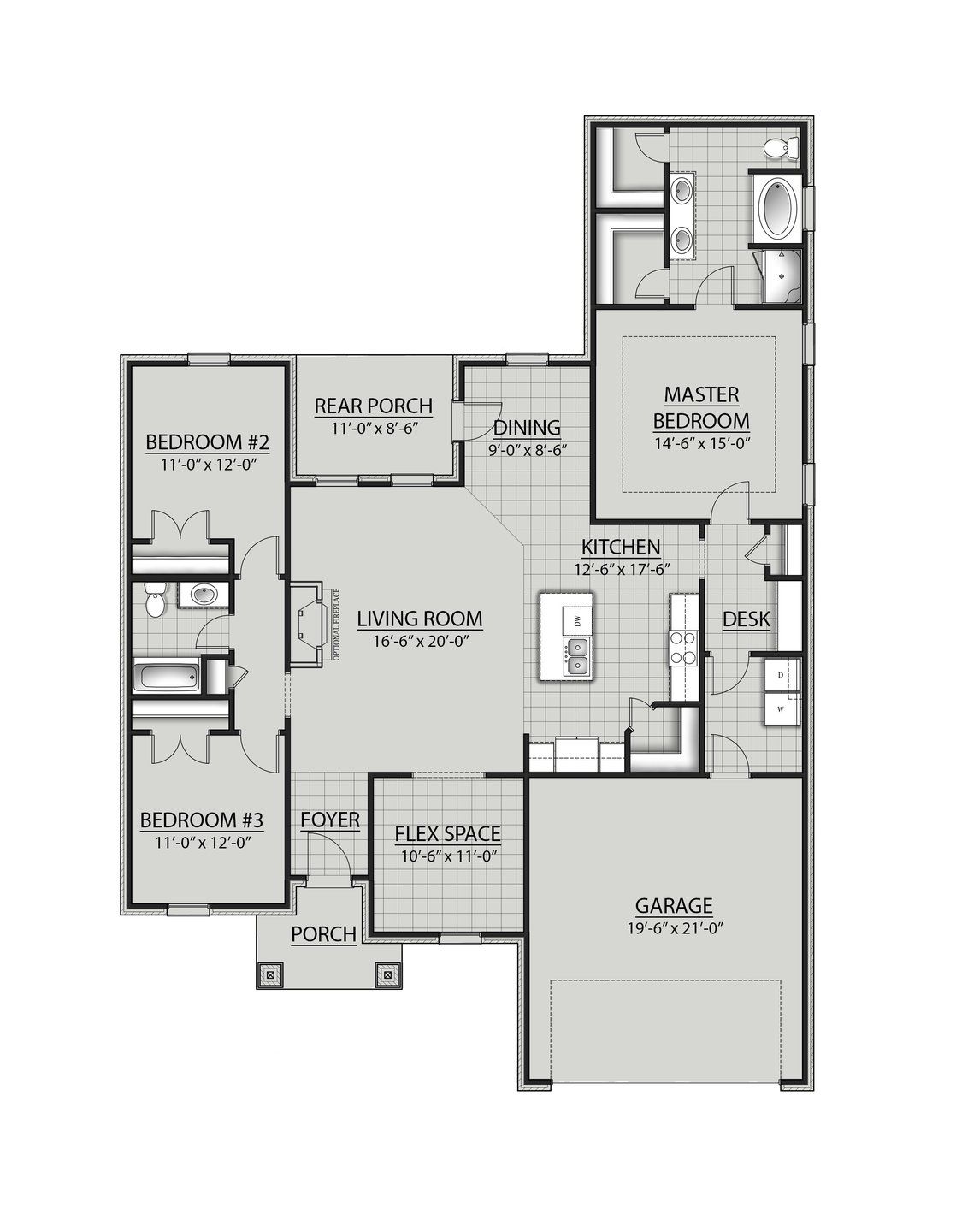 2D floor plan layout for the Roses V G by DSLD Homes in Starburst at Hammock Bay, Freeport, FL (Image 1).