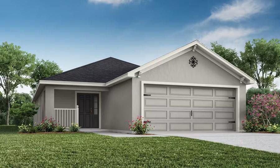 Front exterior of a new home in Cypress Ridge Ranch, Wimauma, FL, highlighting curb appeal (Image 1). Front exterior of a new home in Cypress Ridge Ranch, Wimauma, FL, highlighting curb appeal (Image 1).