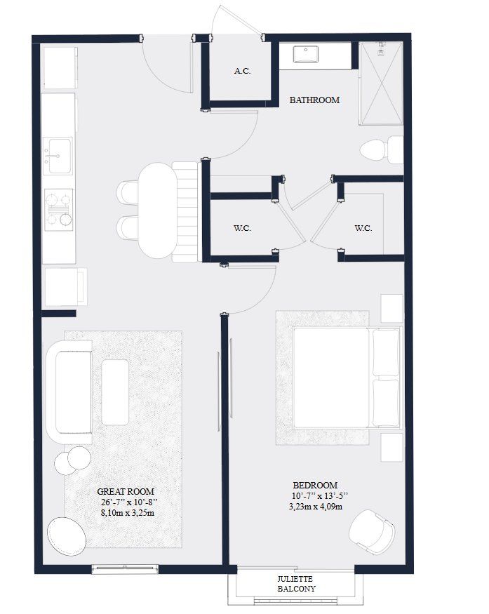 2D floor plan layout for the UNIT 08 by Roger Development Group in The Avenue Coral Gables, Coral Gables, FL (Image 1).