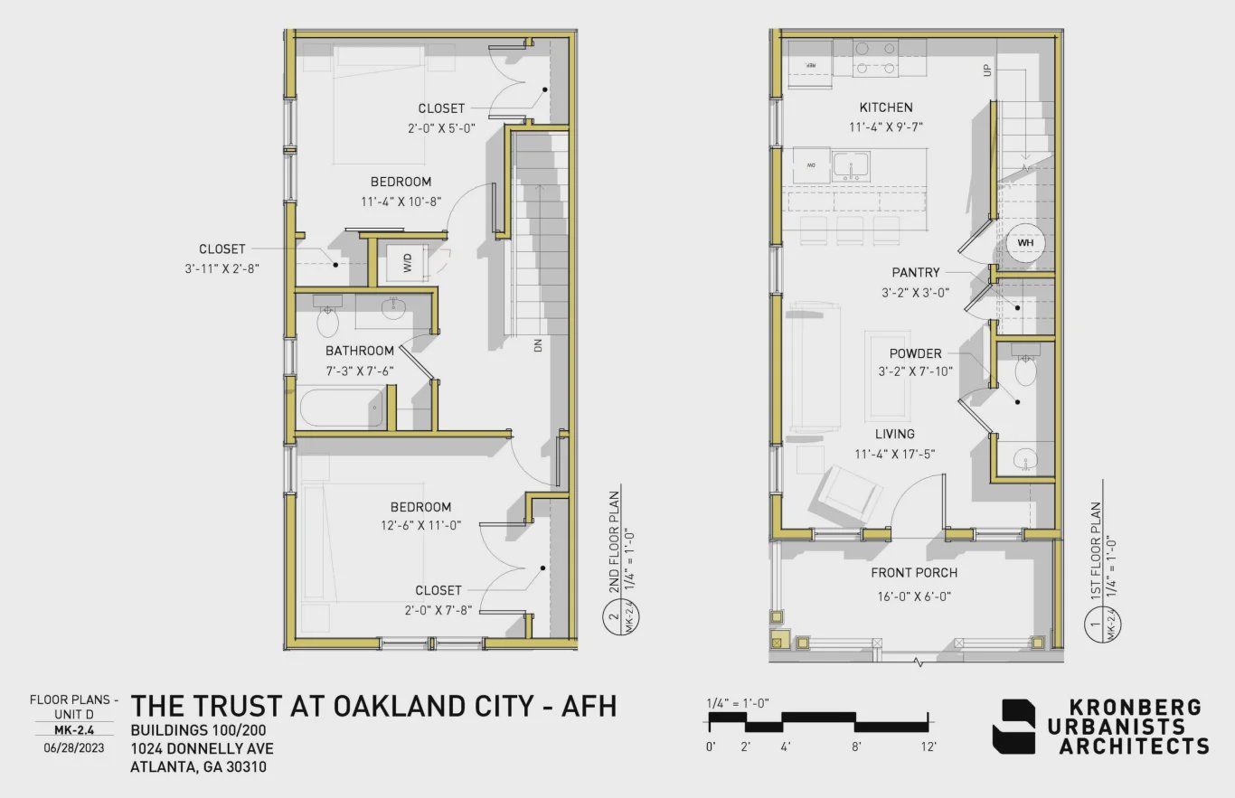 2D floor plan layout for the The Oakland Green by Cityscape Housing in Trust at Oakland City, Atlanta, GA (Image 1).
