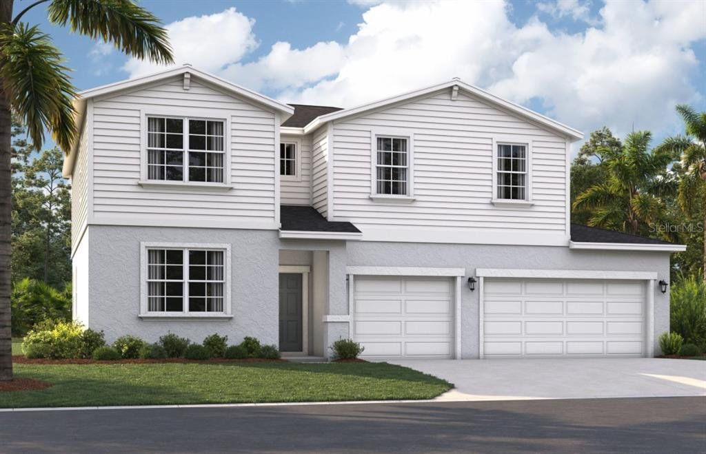Front exterior of a new home in Country Club Estates, Palm Bay, FL, highlighting curb appeal (Image 1). Front exterior of a new home in Country Club Estates, Palm Bay, FL, highlighting curb appeal (Image 1).