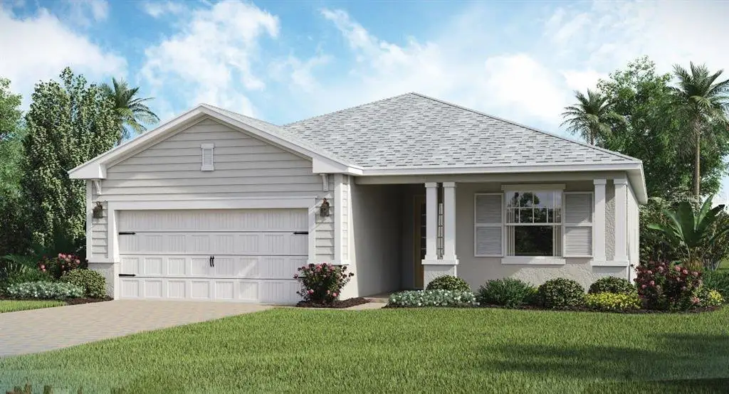 Front exterior of a new home in Lorraine Lakes at Lakewood Ranch: Executive Homes, Lakewood Ranch, FL, highlighting curb appeal (Image 1).
