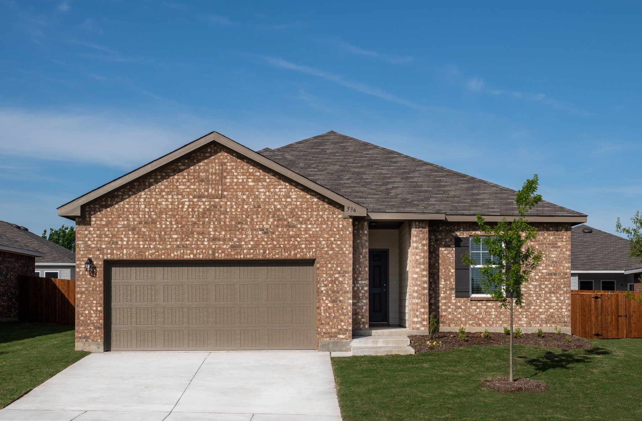 Front exterior of a new home in Noble Ridge, Howe, TX, highlighting curb appeal (Image 1). Front exterior of a new home in Noble Ridge, Howe, TX, highlighting curb appeal (Image 1).
