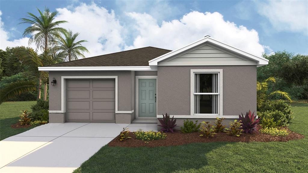 Front exterior of a new home in Rye Crossing, Parrish, FL, highlighting curb appeal (Image 1). Front exterior of a new home in Rye Crossing, Parrish, FL, highlighting curb appeal (Image 1).