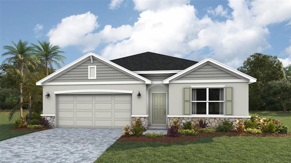 Front exterior of a new home in Legacy Preserve, Parrish, FL, highlighting curb appeal (Image 1). Front exterior of a new home in Legacy Preserve, Parrish, FL, highlighting curb appeal (Image 1).