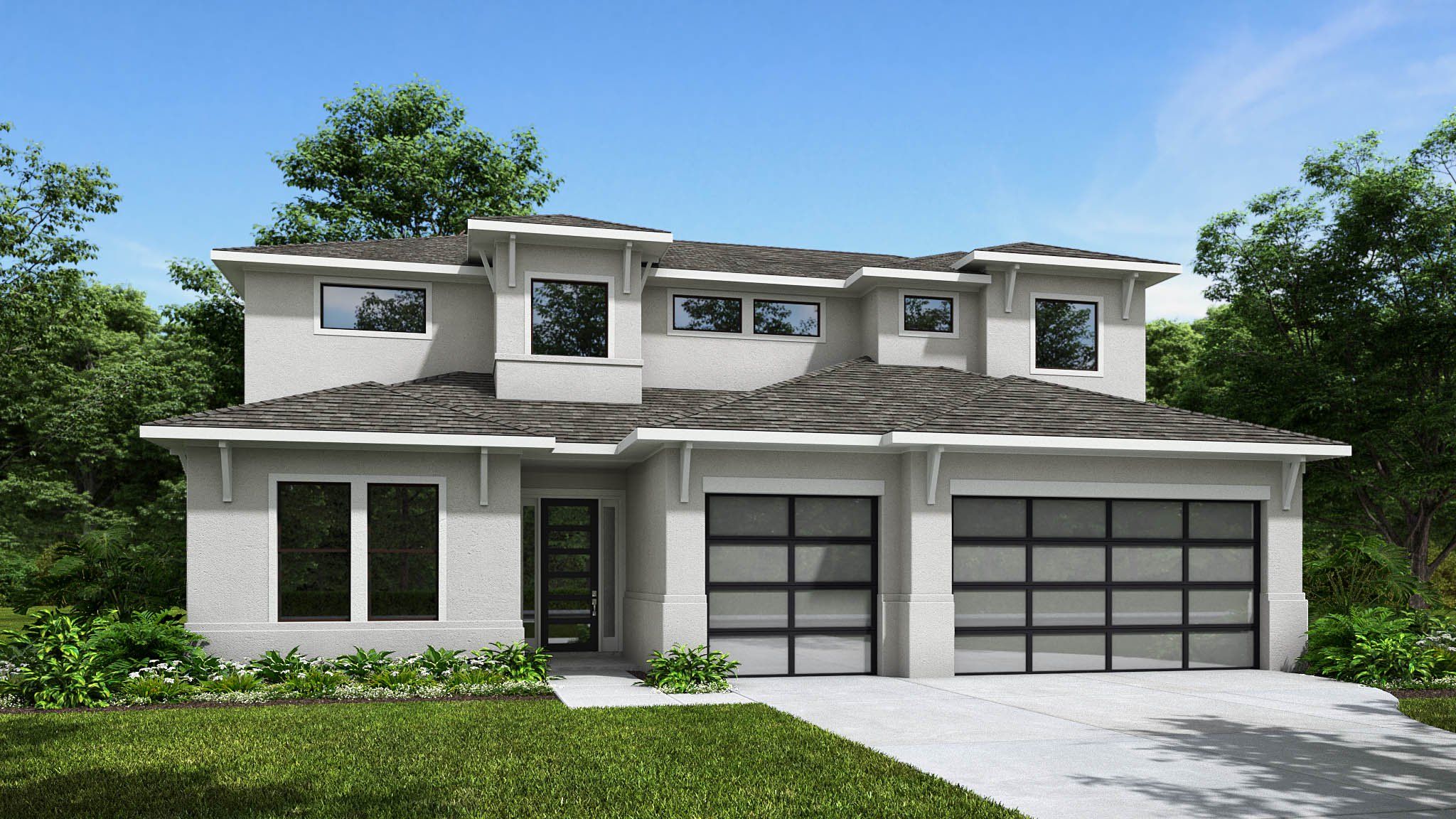 Front exterior of a new home in Sanctuary at Seaire, Parrish, FL, highlighting curb appeal (Image 1). Front exterior of a new home in Sanctuary at Seaire, Parrish, FL, highlighting curb appeal (Image 1).