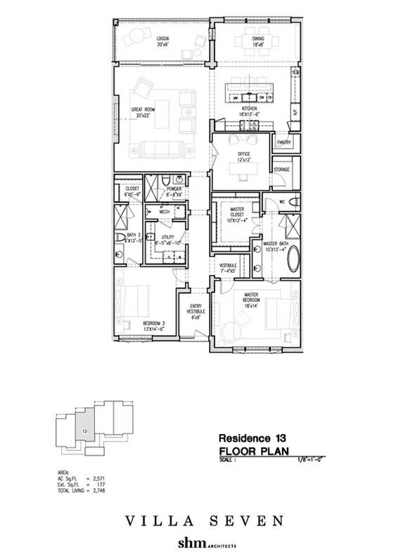 2D floor plan layout for the Villa 7 - 13 by Savannah Developers in The Residences, Irving, TX (Image 1).