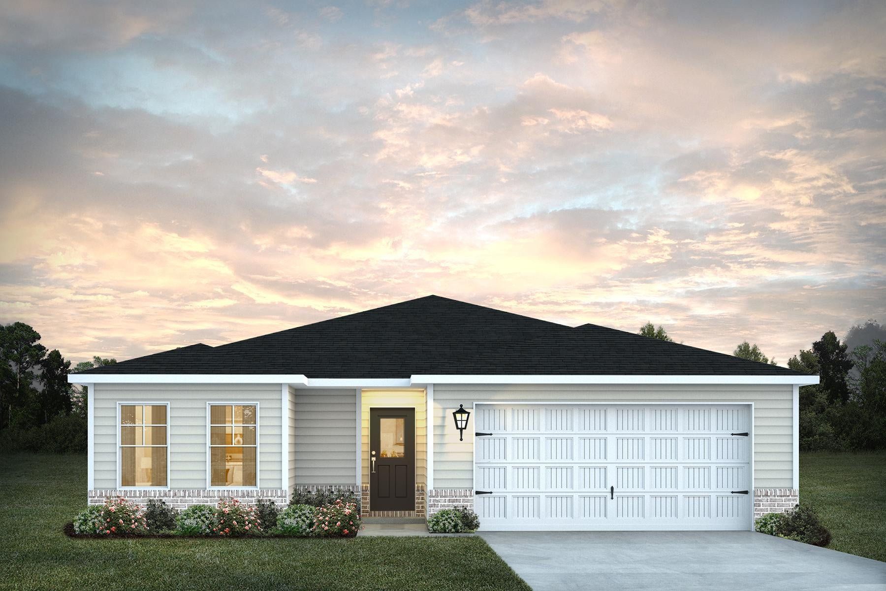Front exterior of a new home in The Villages at Harris Creek, West Point, GA, highlighting curb appeal (Image 1).