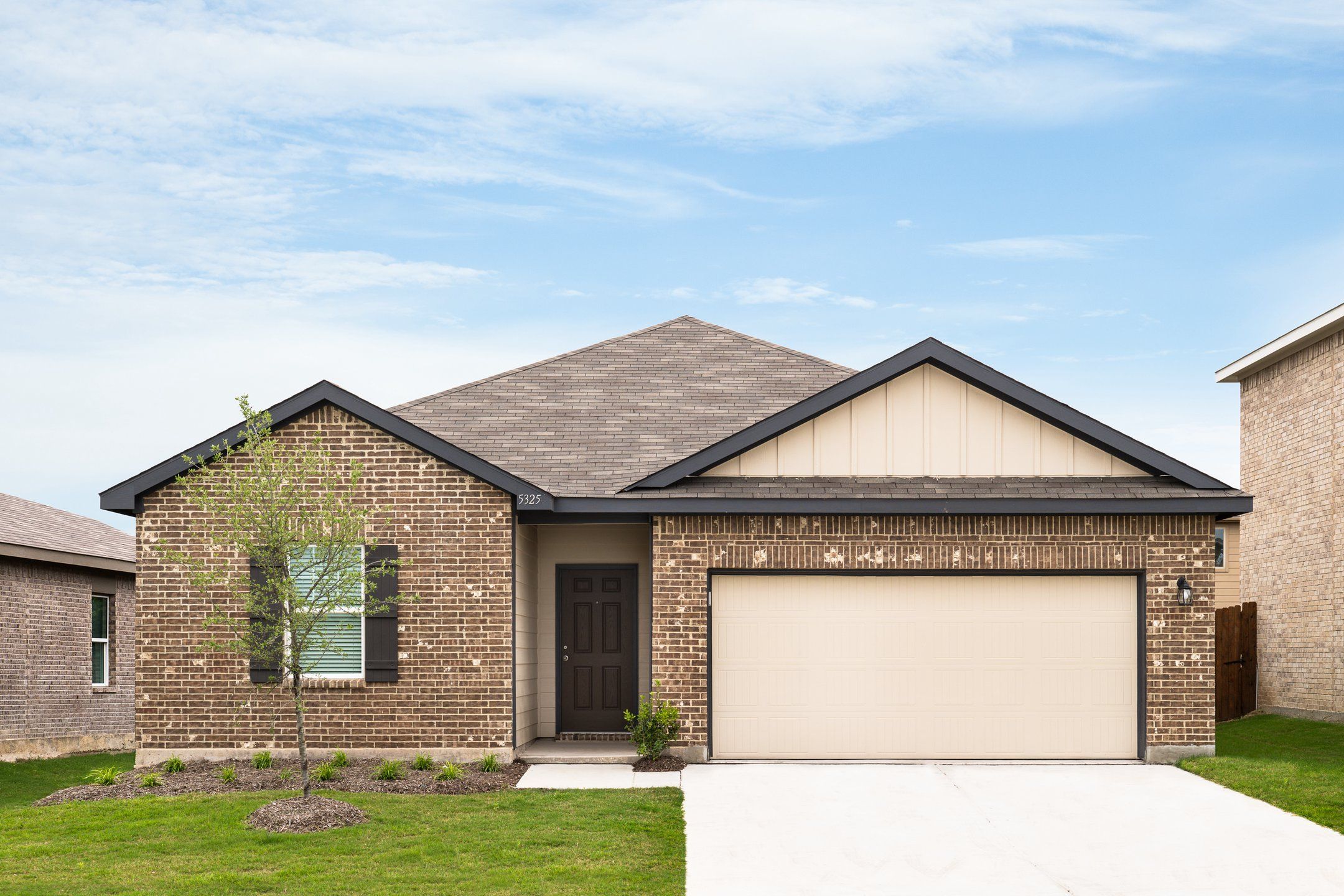 Front exterior of a new home in Noble Ridge, Howe, TX, highlighting curb appeal (Image 1).