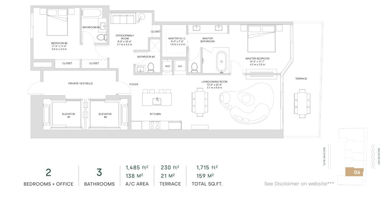 2D floor plan layout for the Line 06 - North Tower (Level 27 to 56) by The Melo Group in Aria Reserve, Miami, FL (Image 1).