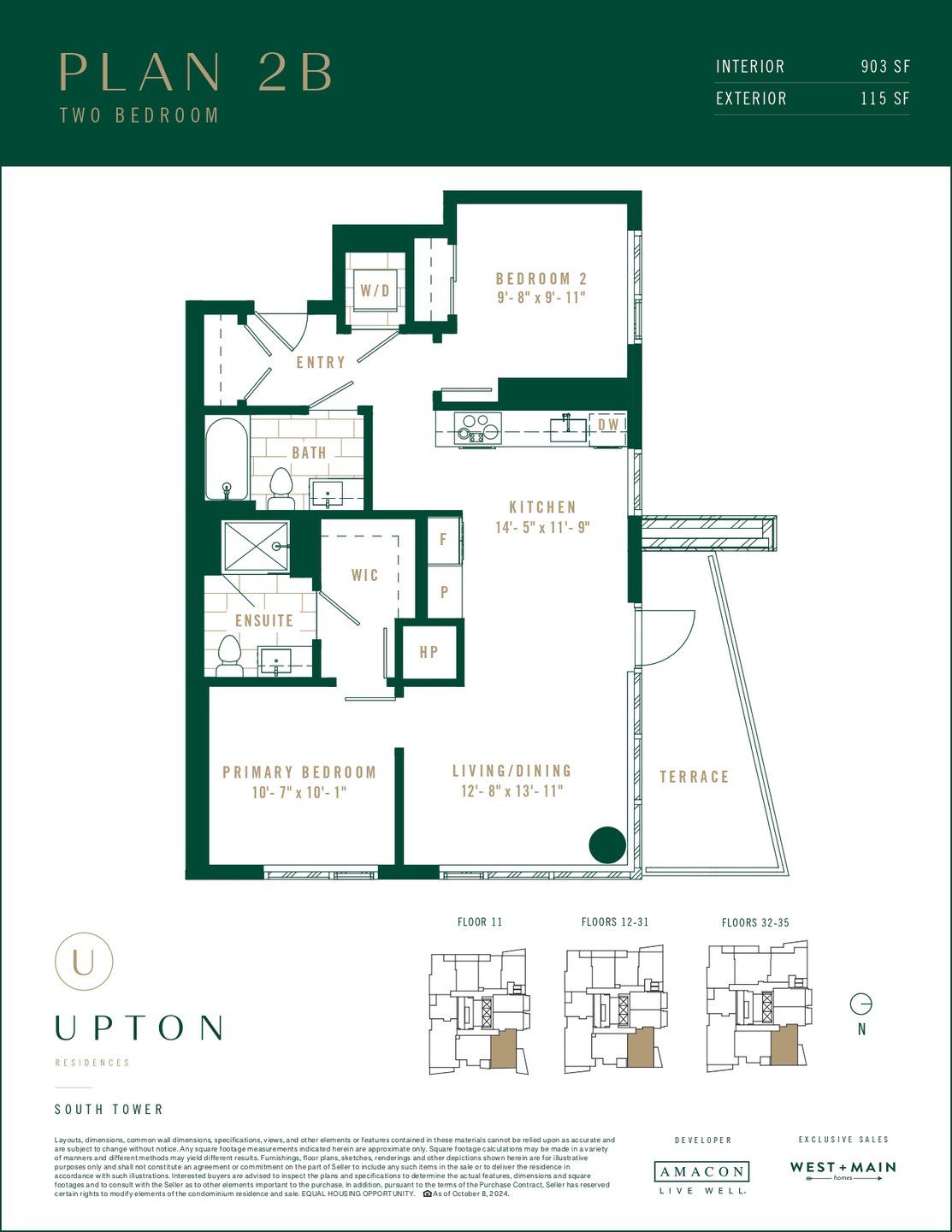 2D floor plan layout for the Plan 2B by Amacon in Upton Residences, Denver, CO (Image 1).