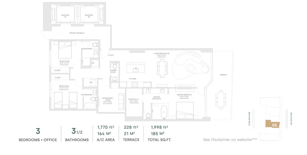 2D floor plan layout for the Line 05 - North Tower (Level 27 to 56) by The Melo Group in Aria Reserve, Miami, FL (Image 1).