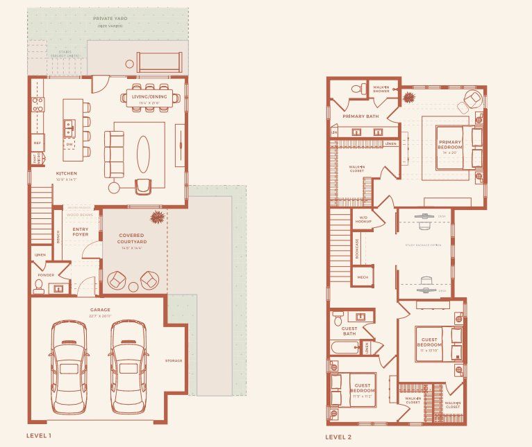 2D floor plan layout for the C3 by Spark Root Development & Construction in Hacienda, Austin, TX (Image 1).