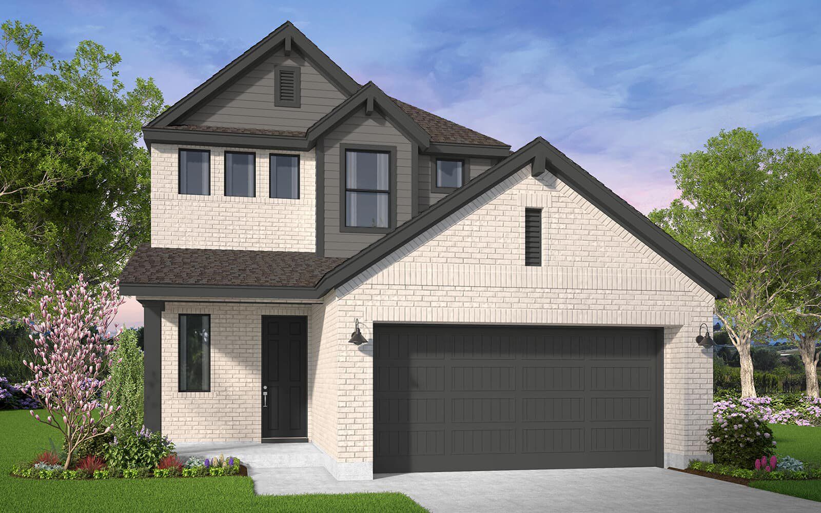 Front exterior of a new home in Elyson, Katy, TX, highlighting curb appeal (Image 1). Front exterior of a new home in Elyson, Katy, TX, highlighting curb appeal (Image 1).