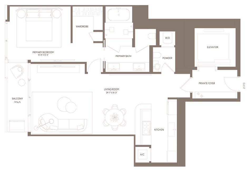 Image 1 representing the Residence 07 LVL 50-59 by Property Markets Group in Waldorf Astoria Residences Miami, Miami, FL.