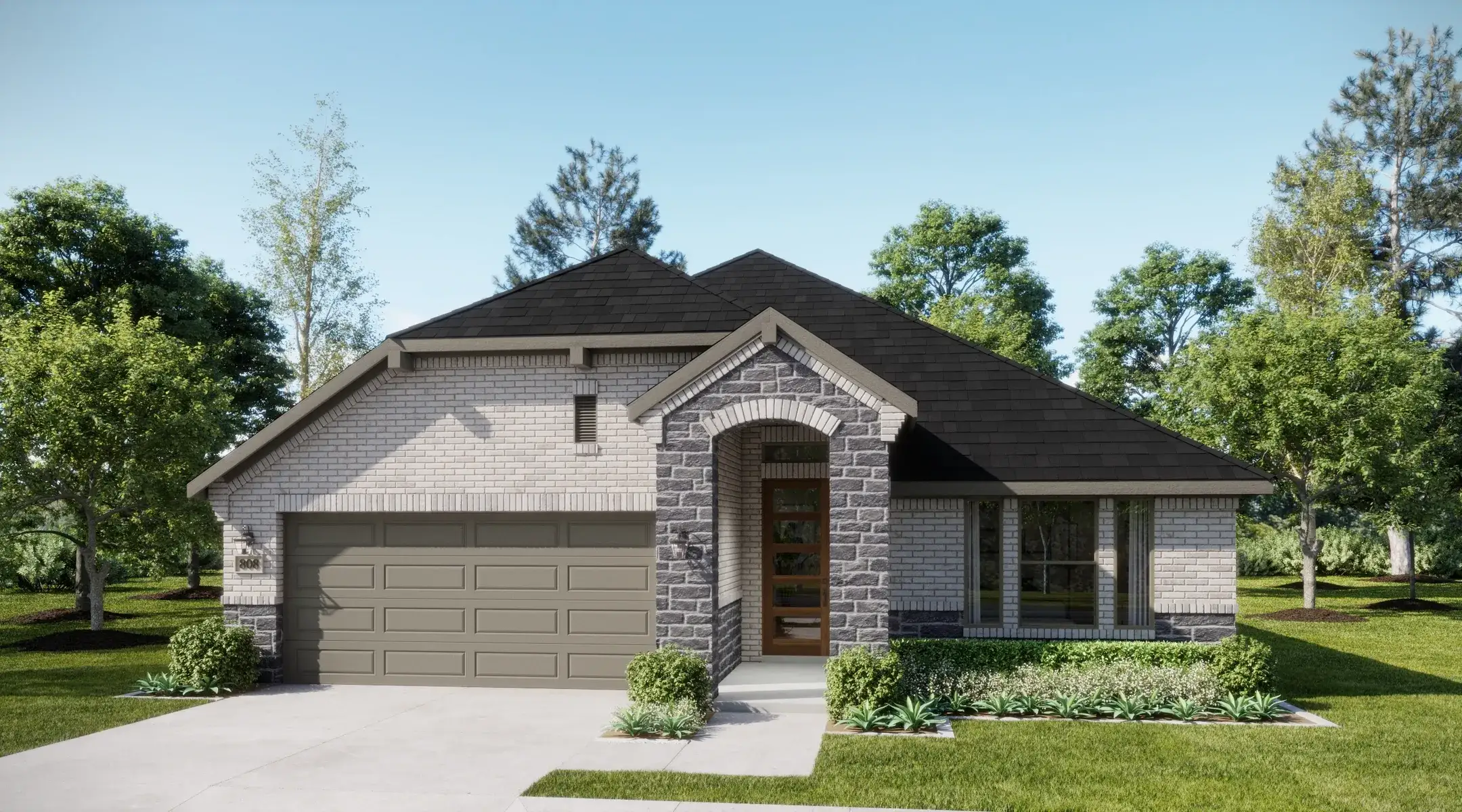 Front exterior of a new home in Hunters Ridge, Crowley, TX, highlighting curb appeal (Image 1). Front exterior of a new home in Hunters Ridge, Crowley, TX, highlighting curb appeal (Image 1).