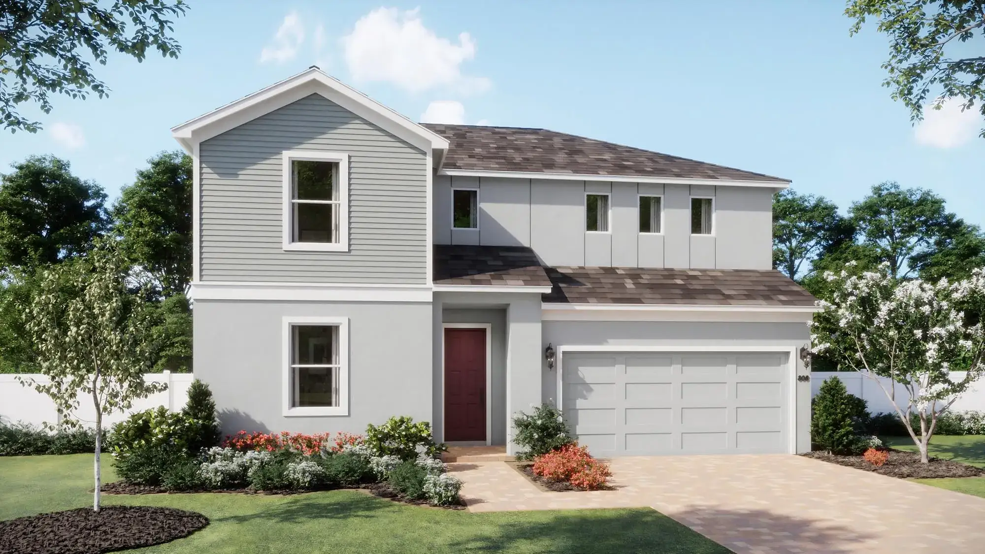 Front exterior of a new home in Brack Ranch, St. Cloud, FL, highlighting curb appeal (Image 1). Front exterior of a new home in Brack Ranch, St. Cloud, FL, highlighting curb appeal (Image 1).