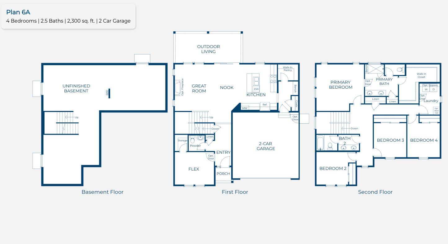 2D floor plan layout for the Plan 4006 by New Home Co. in The Manors Collection at Golden Overlook, Golden, CO (Image 1).