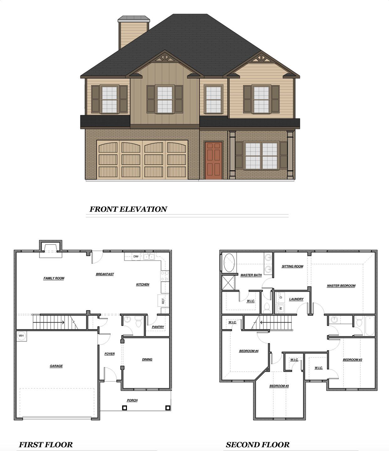 2D floor plan layout for the Magnolia by Capshaw in Shadow Creek, Jackson, GA (Image 1).