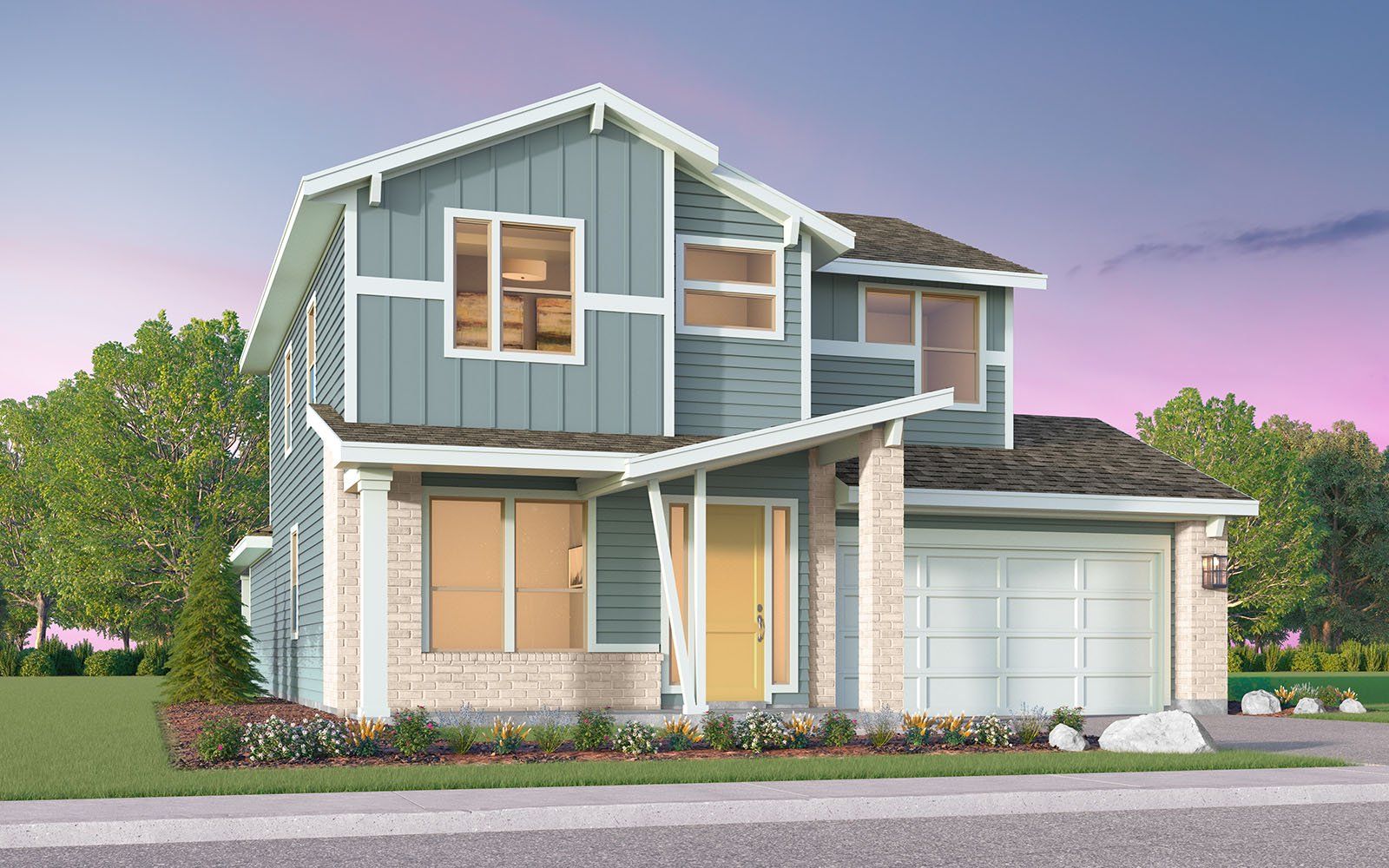 Front exterior of a new home in Easton Park, Austin, TX, highlighting curb appeal (Image 1). Front exterior of a new home in Easton Park, Austin, TX, highlighting curb appeal (Image 1).