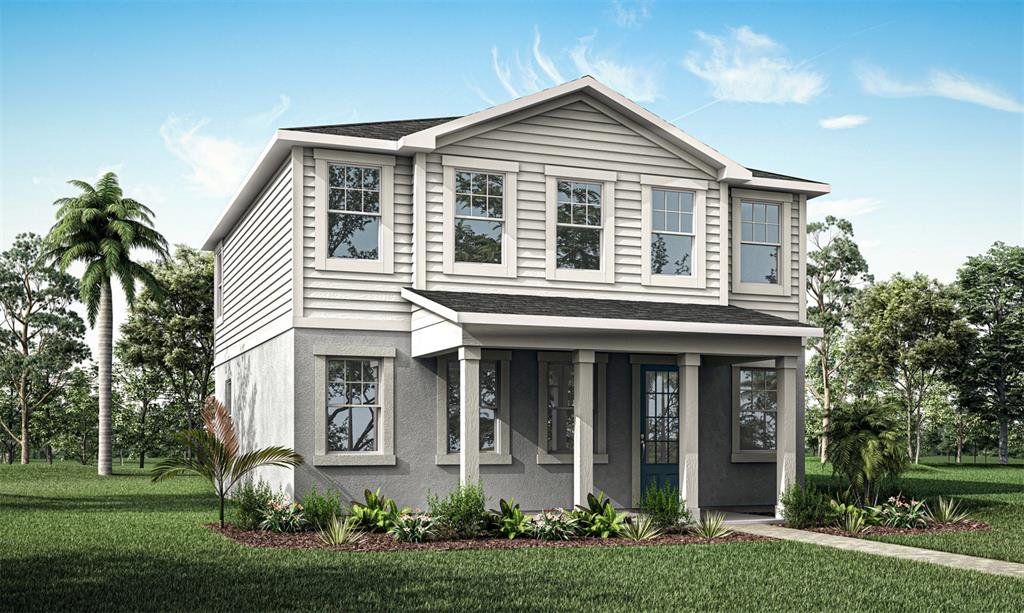 Front exterior of a new home in Meridian Parks, Orlando, FL, highlighting curb appeal (Image 1). Front exterior of a new home in Meridian Parks, Orlando, FL, highlighting curb appeal (Image 1).