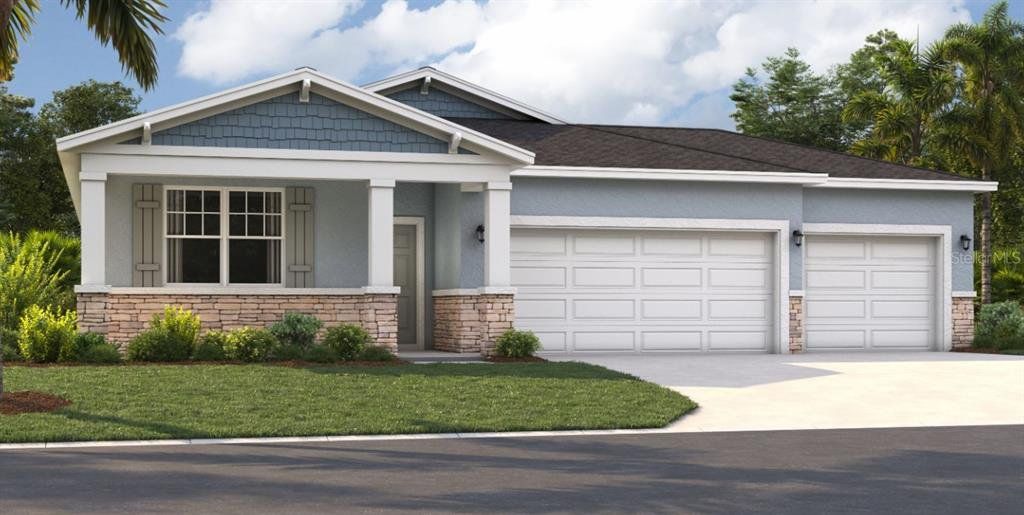 Front exterior of a new home in Groves at Grand Island, Grand Island, FL, highlighting curb appeal (Image 1). Front exterior of a new home in Groves at Grand Island, Grand Island, FL, highlighting curb appeal (Image 1).