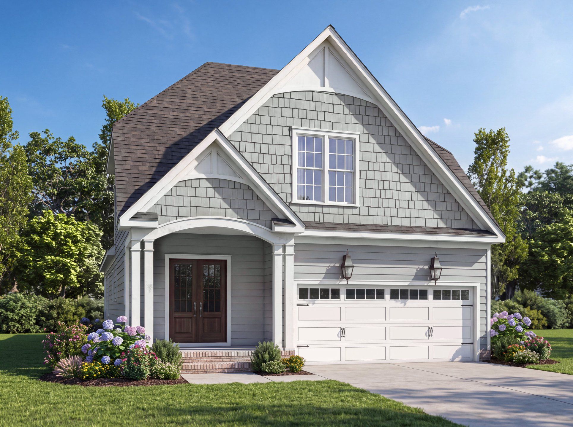 Representative exterior photo of a completed home built from the Leighton Cape Cod by Homes by Dickerson in Ponder, Wendell, NC (Image 1). Representative exterior photo of a completed home built from the Leighton Cape Cod by Homes by Dickerson in Ponder, Wendell, NC (Image 1).