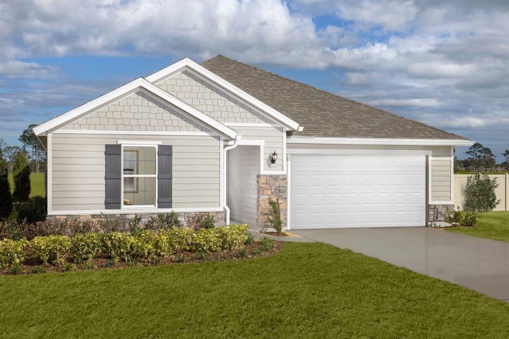 Front exterior of a new home in Beach Park Village, Palm Coast, FL, highlighting curb appeal (Image 1). Front exterior of a new home in Beach Park Village, Palm Coast, FL, highlighting curb appeal (Image 1).