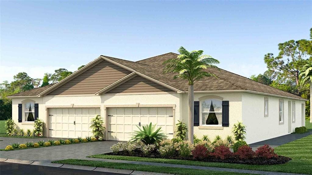 Front exterior of a new home in Farm at Varrea Villas, Plant City, FL, highlighting curb appeal (Image 1). Front exterior of a new home in Farm at Varrea Villas, Plant City, FL, highlighting curb appeal (Image 1).