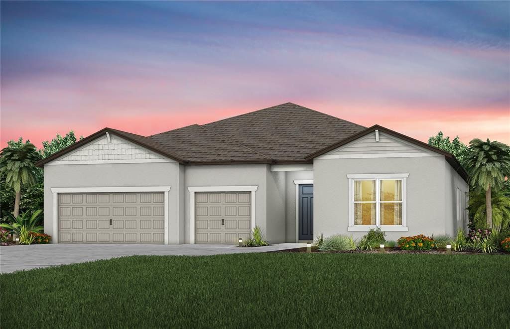 Front exterior of a new home in Del Webb Stone Creek, Ocala, FL, highlighting curb appeal (Image 1). Front exterior of a new home in Del Webb Stone Creek, Ocala, FL, highlighting curb appeal (Image 1).