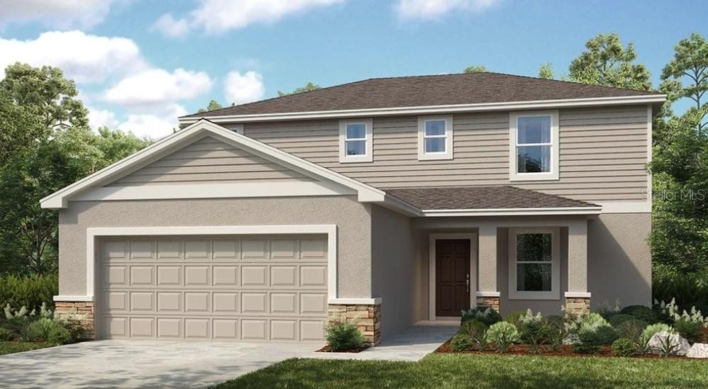 Front exterior of a new home in Brookland Park, Auburndale, FL, highlighting curb appeal (Image 1). Front exterior of a new home in Brookland Park, Auburndale, FL, highlighting curb appeal (Image 1).