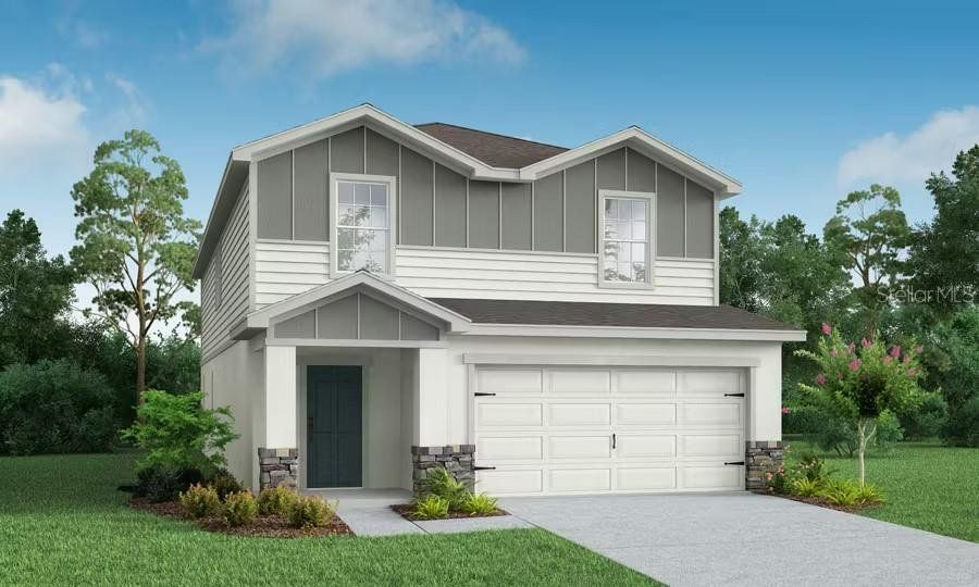 Front exterior of a new home in Harbor at Lake Henry - Single-Family Homes, Winter Haven, FL, highlighting curb appeal (Image 1). Front exterior of a new home in Harbor at Lake Henry - Single-Family Homes, Winter Haven, FL, highlighting curb appeal (Image 1).