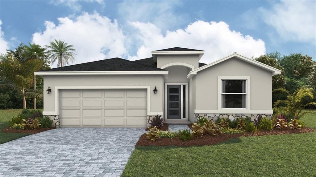 Front exterior of a new home in Legacy Preserve, Parrish, FL, highlighting curb appeal (Image 1). Front exterior of a new home in Legacy Preserve, Parrish, FL, highlighting curb appeal (Image 1).