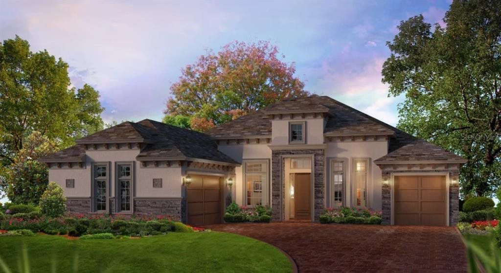 Front exterior of a new home in The Reserve at Plantation Bay, Ormond Beach, FL, highlighting curb appeal (Image 1). Front exterior of a new home in The Reserve at Plantation Bay, Ormond Beach, FL, highlighting curb appeal (Image 1).