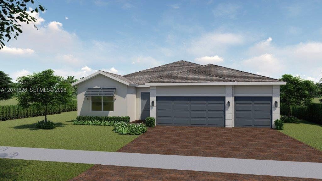 Front exterior of a new home in Capistrano, Cutler Bay, FL, highlighting curb appeal (Image 1). Front exterior of a new home in Capistrano, Cutler Bay, FL, highlighting curb appeal (Image 1).
