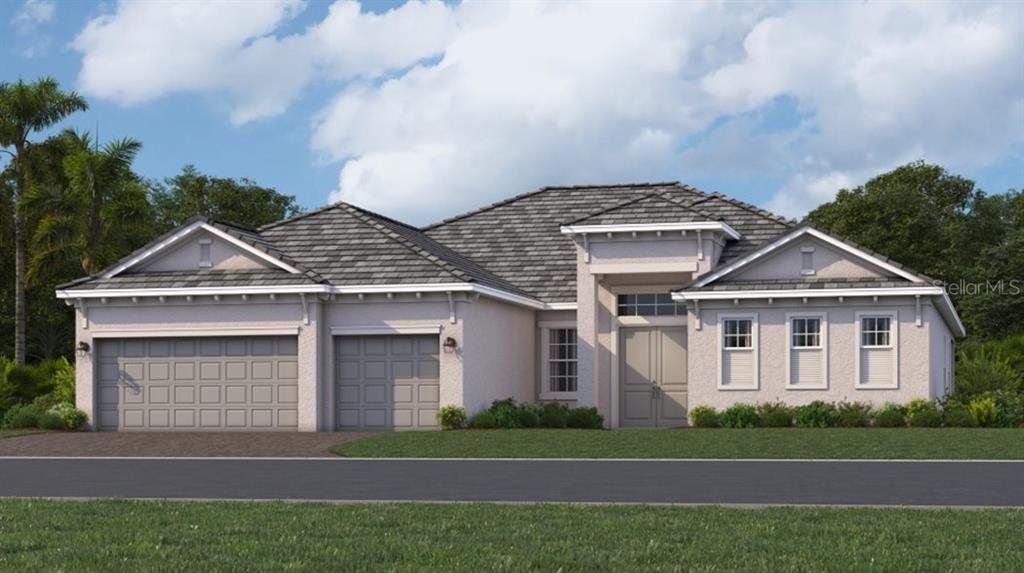 Front exterior of a new home in Harbor East: Estate Homes, Port Charlotte, FL, highlighting curb appeal (Image 1). Front exterior of a new home in Harbor East: Estate Homes, Port Charlotte, FL, highlighting curb appeal (Image 1).