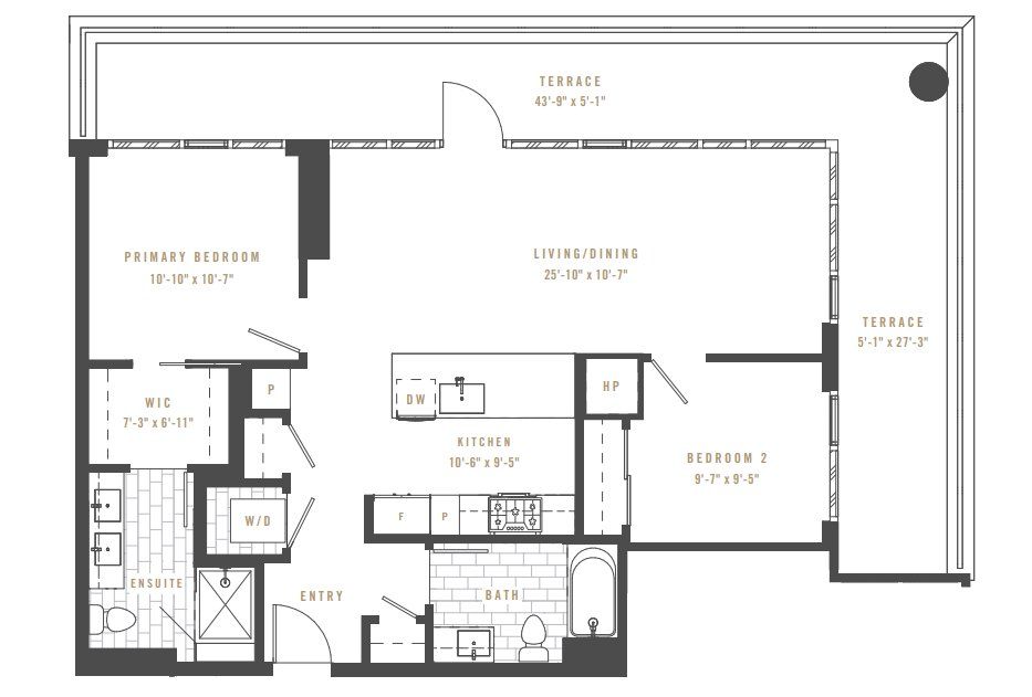 2D floor plan layout for the THE CURTIS by Amacon in Upton Residences, Denver, CO (Image 1).