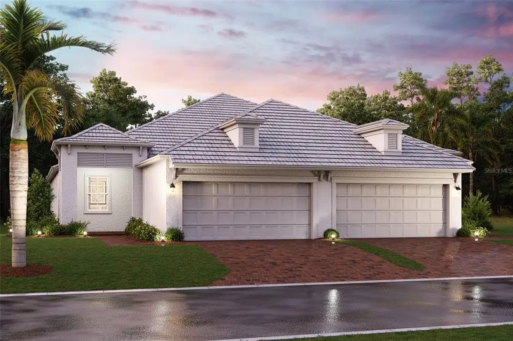 Front exterior of a new home in Sweetwater at Lakewood Ranch, Bradenton, FL, highlighting curb appeal (Image 1).